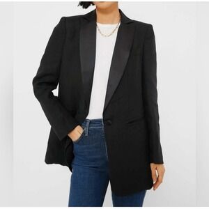 Emerson Fry NWT Wingtip Dinner Jacket Black Linen Silk Notch Lapel One Button, 2